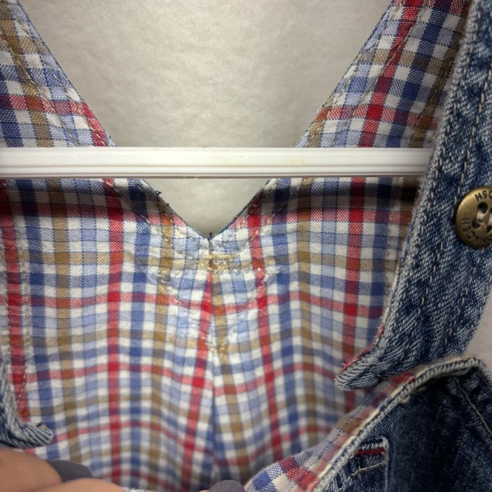 OshKosh B'gosh‎ Baby Denim Overalls Plaid Lining Size L 6/9 Months